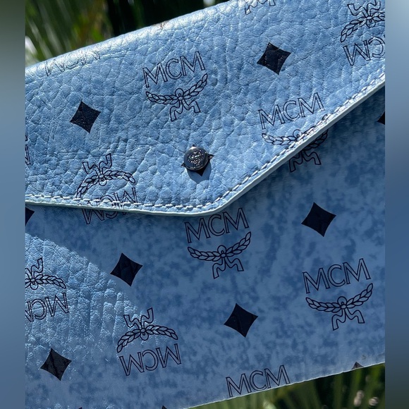 MCM New-Authentic Clutch Envelope Pouch Blue Logo Visetos VIP GWP